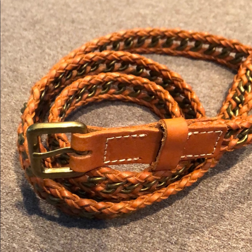 jcrew. metal link woven w/ leather belt. - Picture 2 of 8